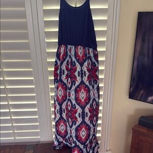 Charming Charlie Blue and Red Halter Sundress